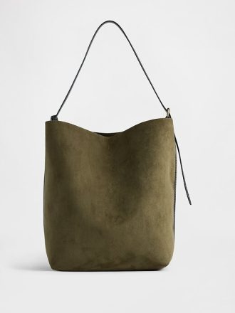 Borsa a secchiello in pelle scamosciata vegana
