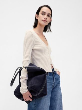 Borsa a secchiello in pelle scamosciata vegana