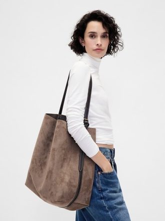 Borsa a secchiello in pelle scamosciata vegana