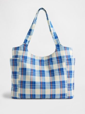 Borsa tote in lino e cotone