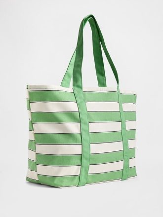 Borsa tote in tela a righe