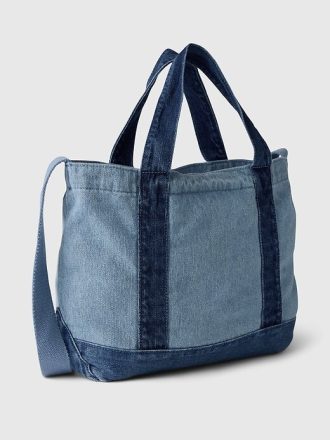 Borsa tote mini con cinturino in denim e logo Gap Borsa tote mini con cinturino in denim e logo Gap