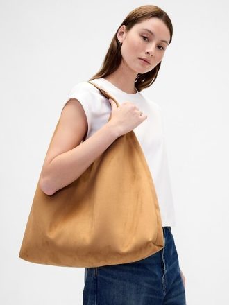 Borsa tote morbida in pelle scamosciata vegana Borsa tote morbida in pelle scamosciata vegana