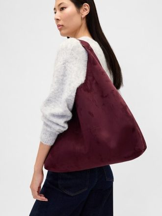 Borsa tote morbida in pelle scamosciata vegana