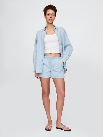 Boxer in denim a vita media