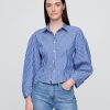 Camicia a maniche a palloncino in popeline di cotone biologico Camicia a maniche a palloncino in popeline di cotone biologico