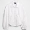 Camicia a maniche a palloncino in popeline di cotone biologico Camicia a maniche a palloncino in popeline di cotone biologico