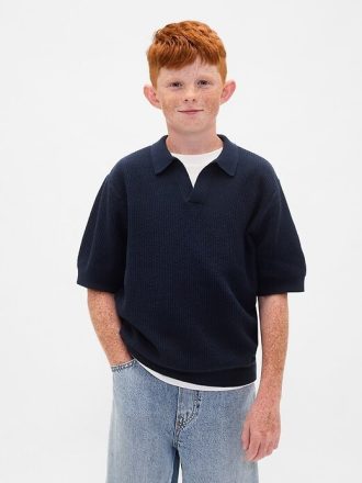 Camicia a nido d’ape per bambini con colletto Johnny