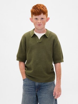 Camicia a nido d’ape per bambini con colletto Johnny