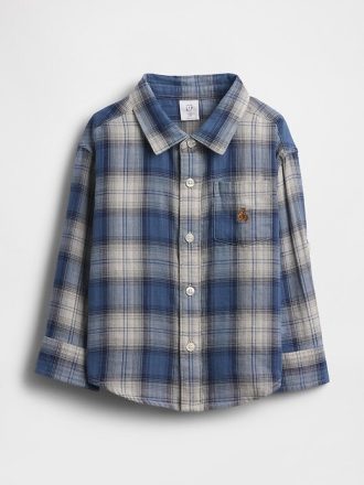 Camicia a quadri a doppia trama per neonati e bambini