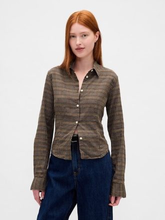 Camicia a quadri attillata in flanella