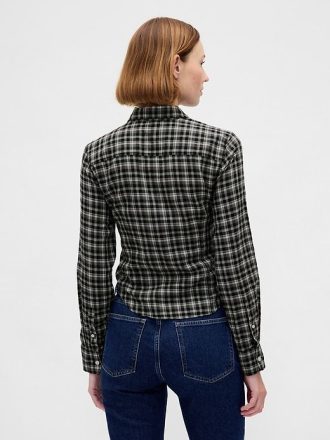 Camicia a quadri attillata in flanella