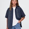 Camicia a righe indaco rilassata per bambini
