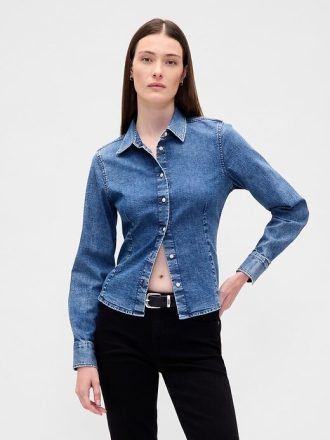 Camicia aderente in denim
