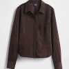 Camicia aderente in pelle scamosciata vegana