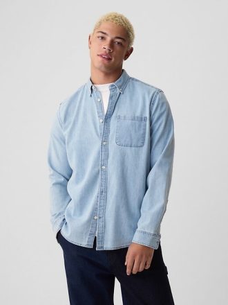 Camicia con tasca in denim