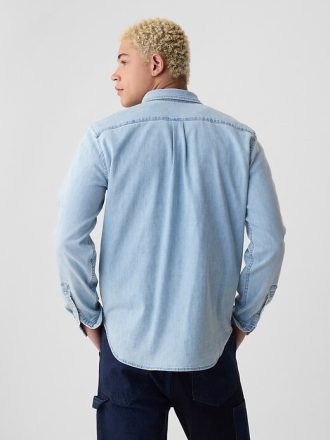 Camicia con tasca in denim