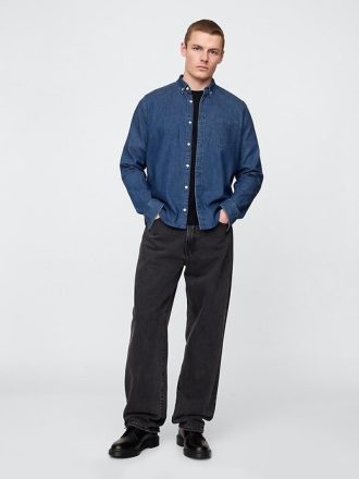 Camicia con tasca in denim