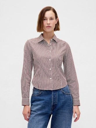Camicia corta aderente in cotone biologico