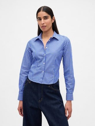 Camicia corta aderente in cotone biologico