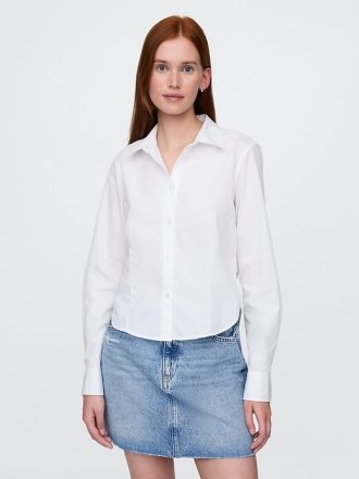 Camicia corta aderente in cotone biologico