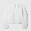 Camicia corta con maniche a botte in popeline di cotone biologico Camicia corta con maniche a botte in popeline di cotone biologico