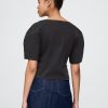 Camicia corta in denim con maniche a botte Camicia corta in denim con maniche a botte