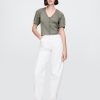 Camicia corta in denim con maniche a botte Camicia corta in denim con maniche a botte
