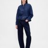 Camicia corta in denim ultra morbido con orlo dritto Camicia corta in denim ultra morbido con orlo dritto