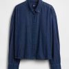 Camicia corta in denim ultra morbido con orlo dritto Camicia corta in denim ultra morbido con orlo dritto