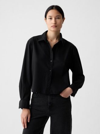 Camicia corta in popeline di cotone biologico