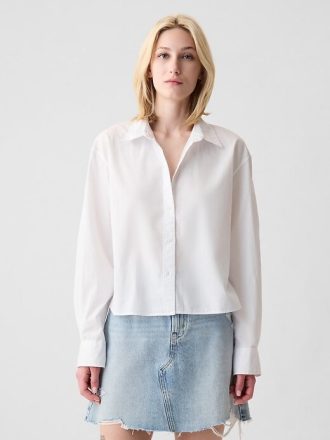 Camicia corta in popeline di cotone biologico