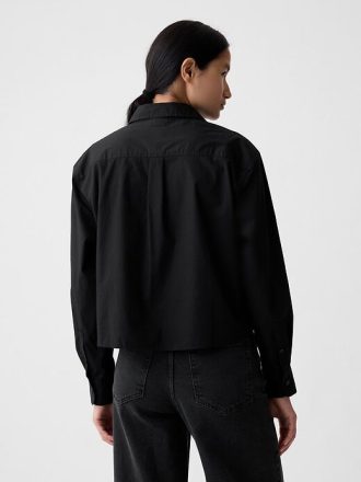 Camicia corta in popeline di cotone biologico