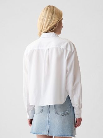 Camicia corta in popeline di cotone biologico