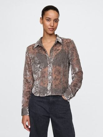 Camicia corta in velluto riciclato
