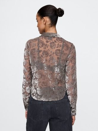 Camicia corta in velluto riciclato