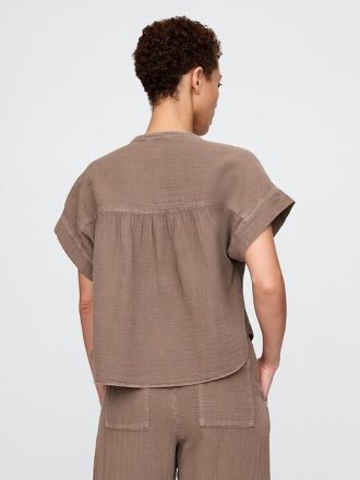 Camicia Dolman in garza di cotone