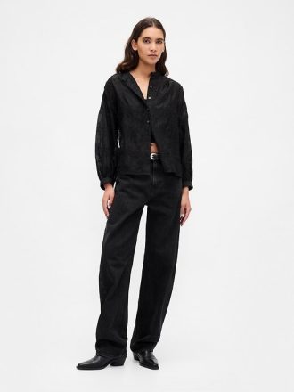 Camicia floreale in voile trasparente