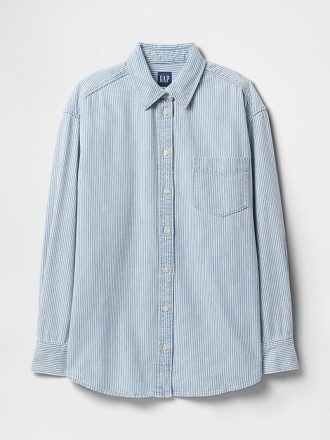 Camicia grande a righe in denim