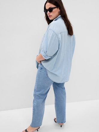 Camicia grande in denim chambray