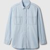 Camicia grande in denim chambray