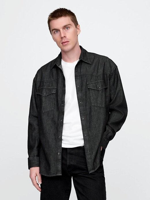 Camicia grande in denim stile western Camicia grande in denim stile western