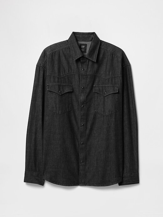 Camicia grande in denim stile western Camicia grande in denim stile western