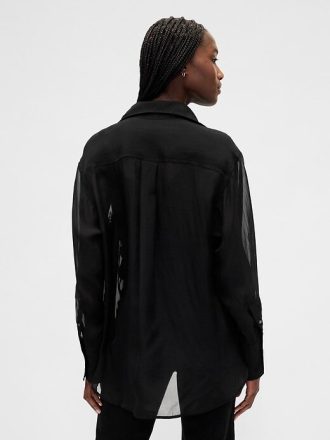 Camicia grande in organza trasparente