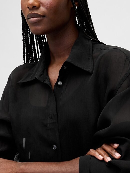 Camicia grande in organza trasparente Camicia grande in organza trasparente