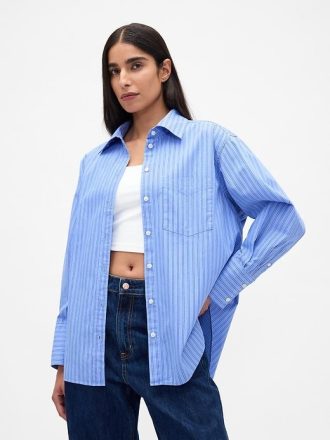 Camicia grande in popeline di cotone biologico