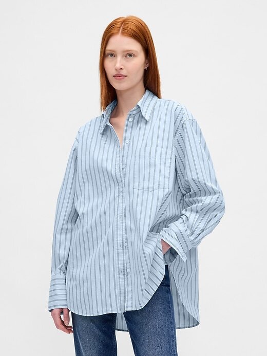 Camicia grande in popeline di cotone biologico Camicia grande in popeline di cotone biologico
