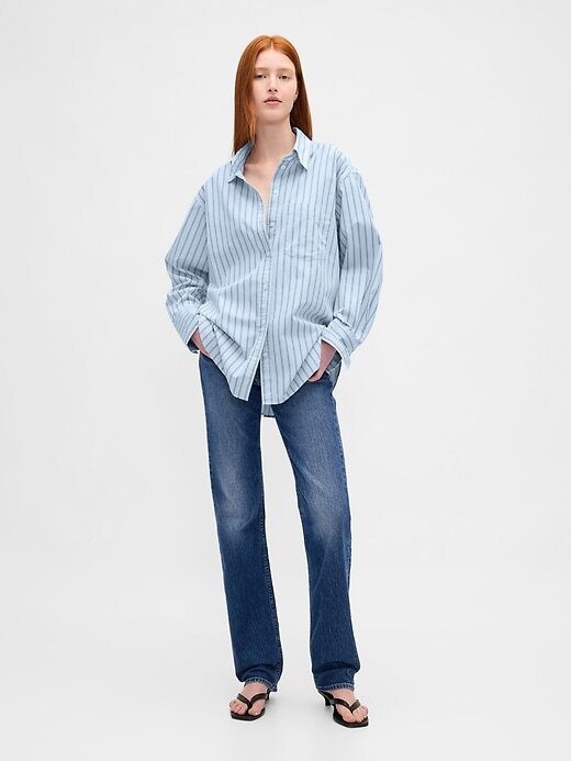 Camicia grande in popeline di cotone biologico Camicia grande in popeline di cotone biologico