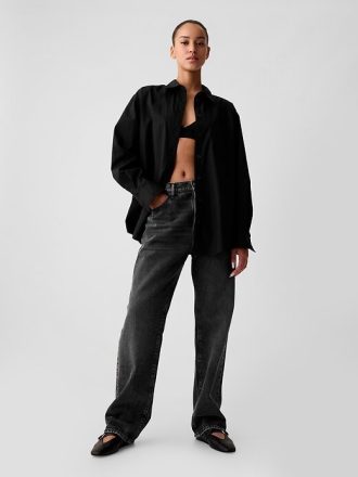 Camicia grande in popeline di cotone biologico