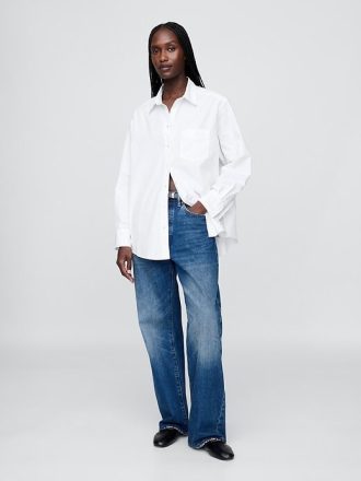 Camicia grande in popeline di cotone biologico